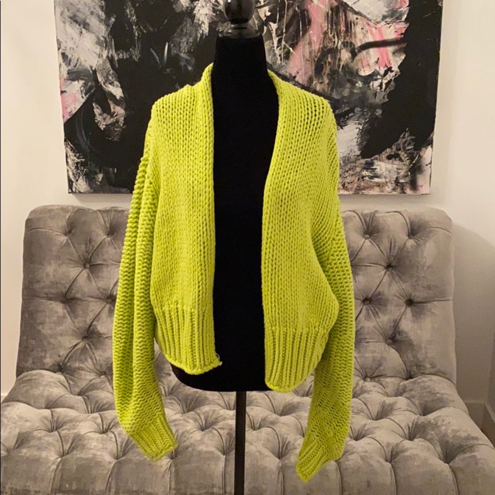 Free people size L chartreuse knitted sweater